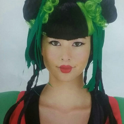 Black and Green Couture Geisha Wig