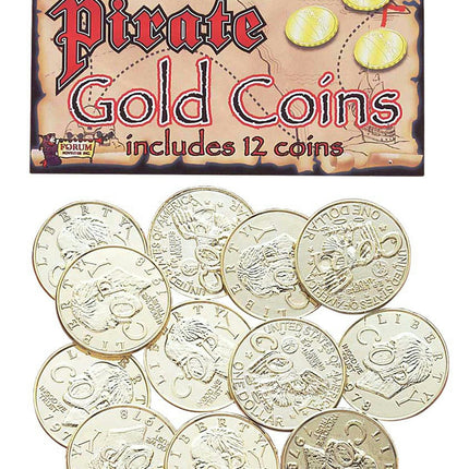 12 Fake Pirate Gold Coins Costume Accessory