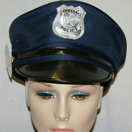 Navy Blue Adult Police Hat with Badge