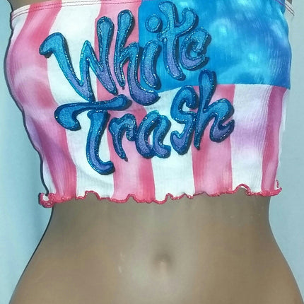 Forplay White Trash Flag Airbrush Tube Top Costume Accessory One Size