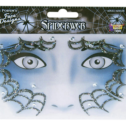 Glitter Rhinestone Spiderweb Face Design Art Self Adhesive Stickers Decor Makeup