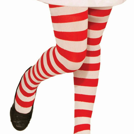 Red and White Striped Child Christmas Candy Cane Tights Size Large 12-14