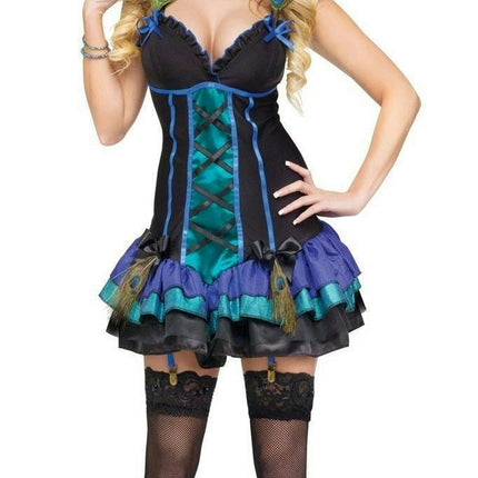 Fun World Women's Sexy Midnight Peacock Adult Costume Dress and Mask Size XS 2-4