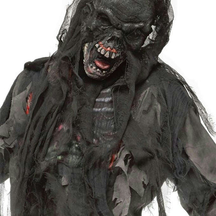Black Burnt Charred Burning Dead Zombie Mask With Shroud