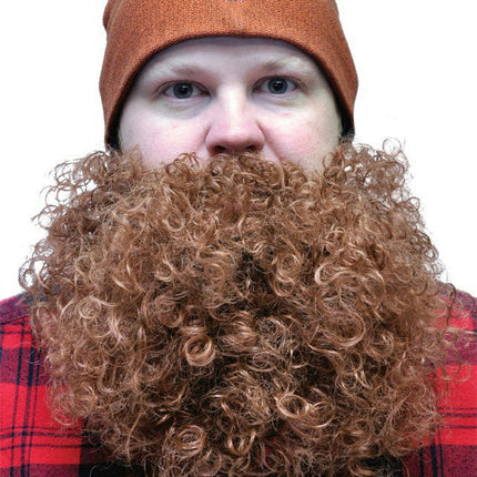 Fun World Brown Big & Curly Bushy Mustache and Beard Facial Hair Set