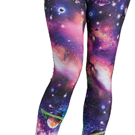 Fun World Cosmic Celestial Galaxy Print Comfy Stretch Leggings