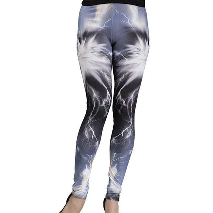 Fun World Lightning Storm Galaxy Print Stretch Comfy Leggings