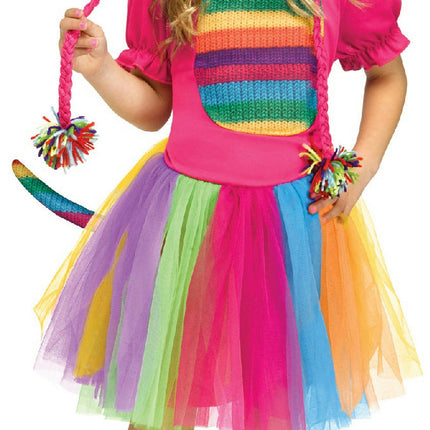 Fun World Rainbow Sock Monkey Toddler Girl Costume Size Small 24 months-2T
