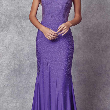 Juliet 276 Stone Accented Long Mermaid Gown