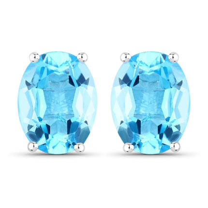 4.00 Carat Genuine Swiss Blue Topaz .925 Sterling Silver Earrings