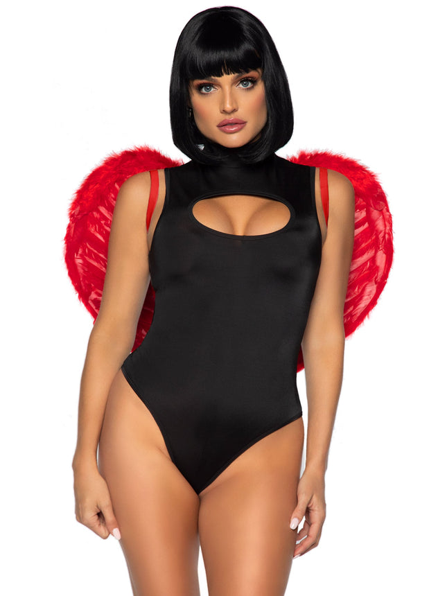 Marabou Trimmed Feather Angel Wings - Red - O/S