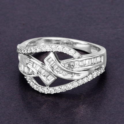 0.72 Carat Genuine White Diamond 14K White Gold Ring (E-F-G Color, VS-SI Clarity)