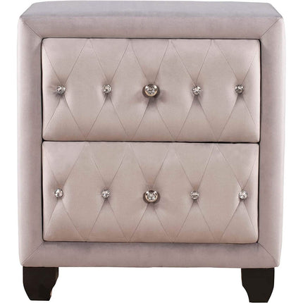 27.9" Tall Bedside Table Blue Upholstered Velvet 2-Drawer Nightstand