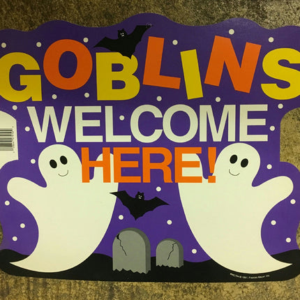 Goblins Welcome Here Halloween Ghost Bats Cardstock Wall Window Decoration Decor