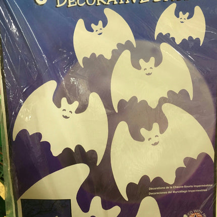 6 Large All Weather Decorative White Bats Indoor Outdoor Halloween Decoration