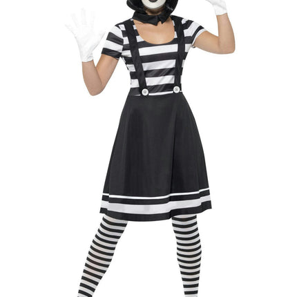 Smiffy's Women's Black and White Lady Mime Artist Adult Costume Large 14-16