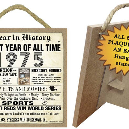 1975 A Year in History Plaques 5" x 5" wood plaque/sign