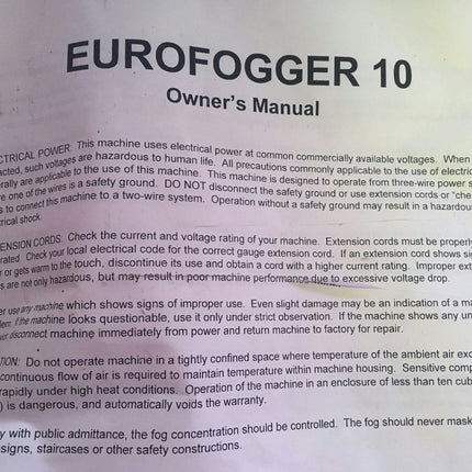 Eurofogger 10 High Power Portable Fog Generator Machine by TPR 110V