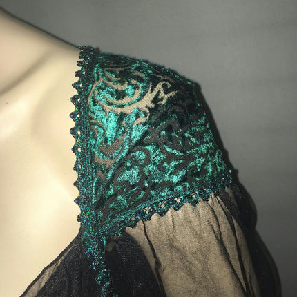 Women's Blue Green Velvet Burnout Treasure Pirate Sexy Costume Dress M/L 8-12