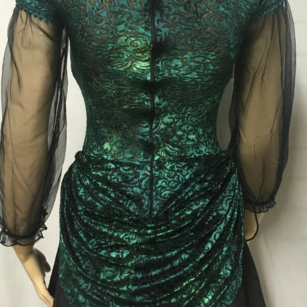 Women's Blue Green Velvet Burnout Treasure Pirate Sexy Costume Dress M/L 8-12