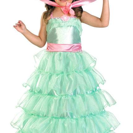 Girls Mint Green and Pink Southern Belle Deluxe Toddler Costume Dress and Hat 2T