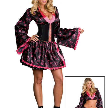 Dreamgirl Women's Sexy Tokyo Treasure Pink And Black Geisha Adult Costume Small