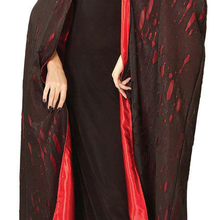 Deluxe Black and Red 56" Fully Lined Tattered Vampire Dracula Devil Costume Cape