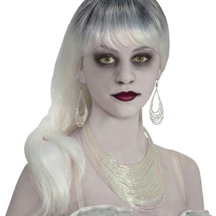 Ghostly Spirits Victorian Bride Ghost Earrings Necklace Costume Jewelry Set