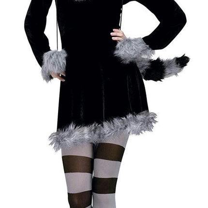 Women's Sexy Fantasy Deluxe Racy Raccoon Adult Costume S/M 2-8