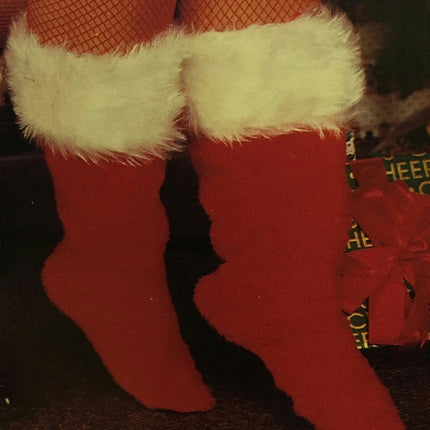 Rubie's Red Plush Santa Boot Christmas Slippers White Trim Adult Unisex X-Small
