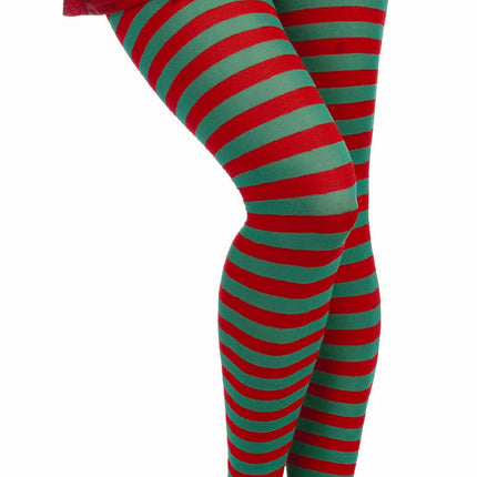 Forum Novelties Womens Red and Green Adult Christmas Striped Tights Pantyhose