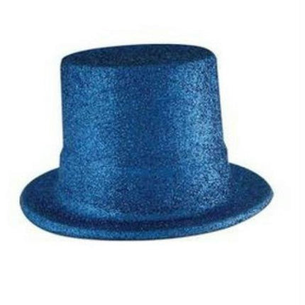 Beistle Plastic Blue Glitter Coated Top Hat