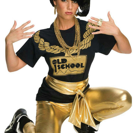 Gold Lame' Shiny Leggings 70's Disco or 80's Old School Costume Accessory
