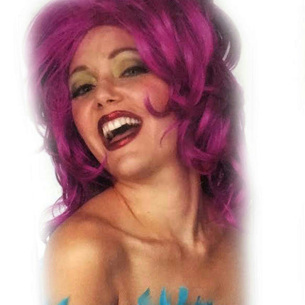 Magenta Work It Girl Drag Queen Pink Purple Layered Shaggy Sassy Mid Length Wig
