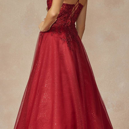 Juliet 295 Floor Length Leaf Lace Gown Corset Bodice Prom Gown