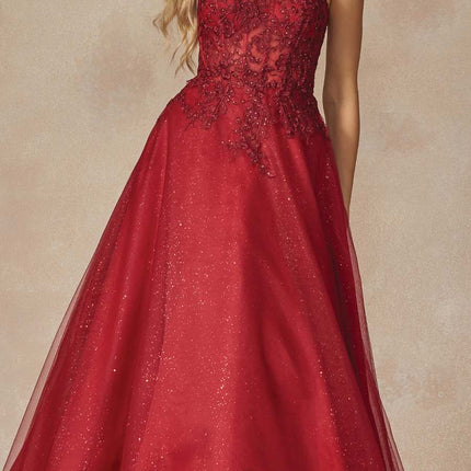 Juliet 295 Floor Length Leaf Lace Gown Corset Bodice Prom Gown