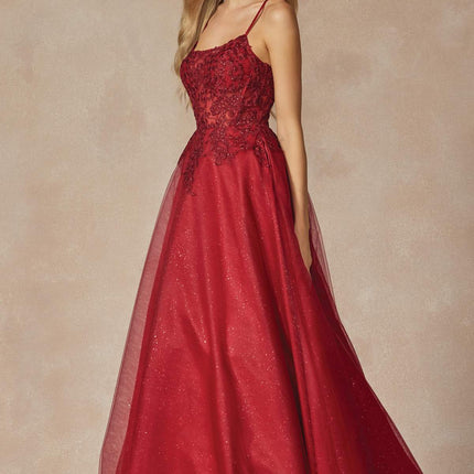 Juliet 295 Floor Length Leaf Lace Gown Corset Bodice Prom Gown