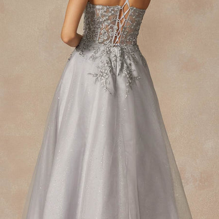 Juliet 295 Floor Length Leaf Lace Gown Corset Bodice Prom Gown