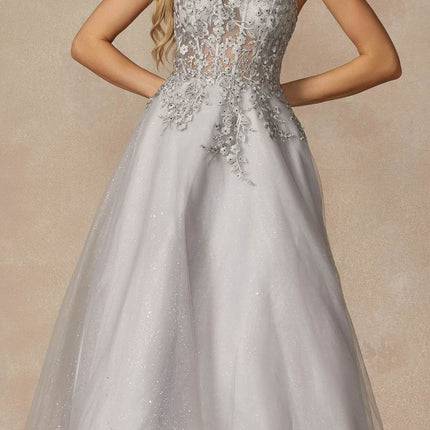 Juliet 295 Floor Length Leaf Lace Gown Corset Bodice Prom Gown