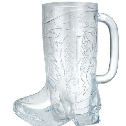 Clear Plastic Western Cowboy Boot Mug Cup with Handle 12oz