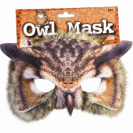 Owl Mask 3D Screen Print Realistic Look Soft Face Mask Fun Fur Adult Or Child