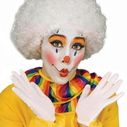 White Clown Curly Afro Costume Wig