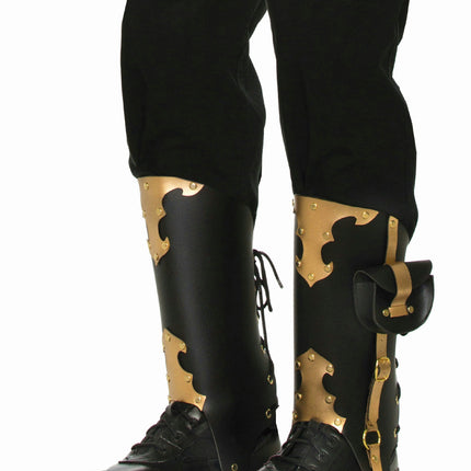 Black with Gold Detail Deluxe Pirate Boot Covers Costume Accessory