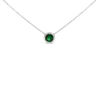 White.Sterling Silver / 18 / Green Emerald