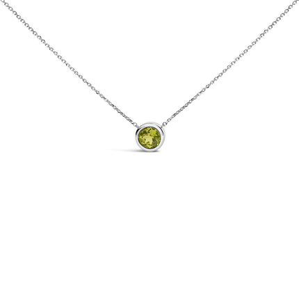 .925 Sterling Silver 7MM Bezel Set Created Purple Amethyst Pendant Necklace - 18" Inches
