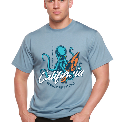 California Summer Adventures Men's Bamboo Viscose/Organic Cotton Short Sleeve Graphic T-Shirt