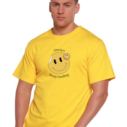 Always Keep Smiling Men's Bamboo Viscose/Organic Cotton Short Sleeve Graphic T-Shirt