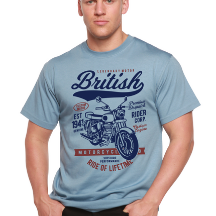British Motorcycle Men's Bamboo Viscose/Organic Cotton Short Sleeve Graphic T-Shirt