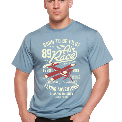 Born To Be Pilot Men's Bamboo Viscose/Organic Cotton Short Sleeve Graphic T-Shirt