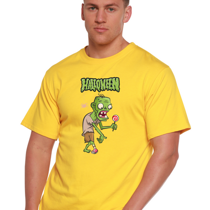Halloween Green Monster Unisex Bamboo Viscose/Organic Cotton Short Sleeve Graphic T-Shirt
